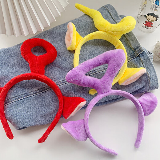 Jieyi Teletubbies headband, face wash headband, hairband, hairpin, hair accessories, female photo props, universal for children and adults, 1 wavelet-red headband, diameter about 13cm