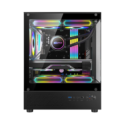 SUMTAX Xuanwu MINI gaming computer desktop main box vertical air duct air cooling/M-ATX motherboard/240 water cooling/270 sea view room/4090 graphics card new model-Xuanwu MINI-black USB2.0 acrylic side view