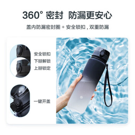 Jingjing Tokyo Made Sports Water Cup Tritan Water Cup Sports Water Bottle Large Capacity Easy to Carry When Going Out Black and White Gradient 1L