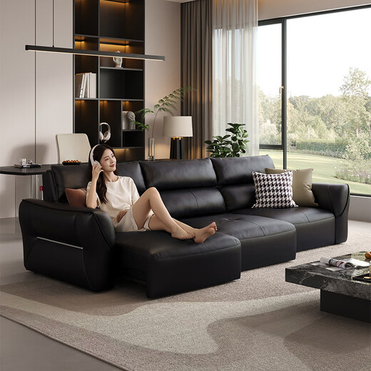 KUKA store's same model self-made sofa bed cowhide functional electric sofa 6319 coffee three-seat three-electric 2.8m