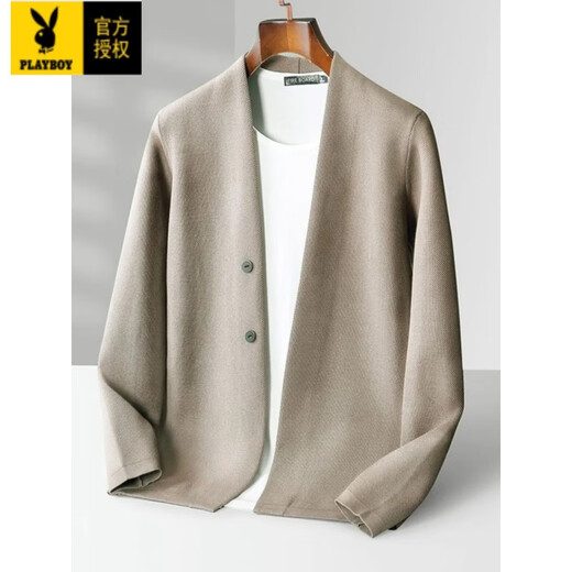 Playboy (Playboy) Trendy Brand Woll gestrickt Strickjacke Herren koreanische Version Frühling und Herbst V-Ausschnitt Außenpullover Solid Color Business Casual Strick Jacke Trendy Black [Light Luxury High-End] 3xl