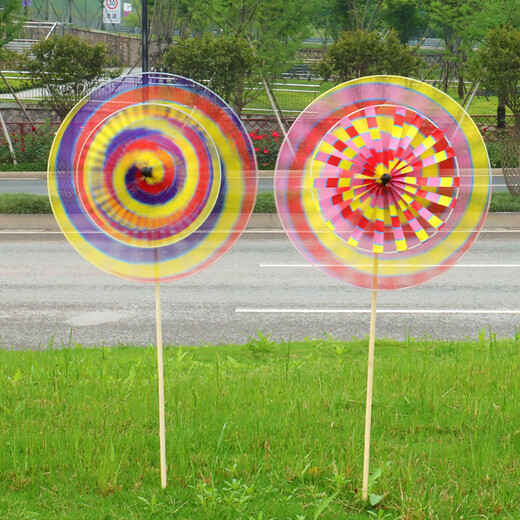 Ywzr traditionnel rétro vieil beijing coloré double couche rotatif en bois de vent de vent pour enfants stand de rue.