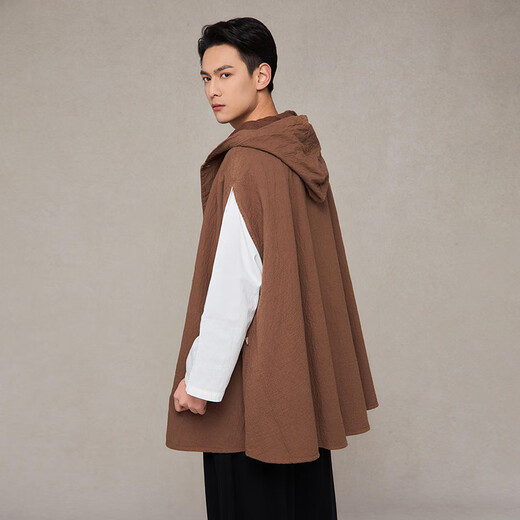 Zhaobentang 2025 spring new Chinese men's vest jacket casual fashion cotton and linen hooded cape MW12210 medium gray camel all size