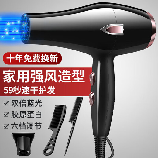 Philips (PHILIPS) same style German hair dryer for household high wind power hair salon high power 2200w barber shop negative ion hot and cold wind mute German black 18000 wind power home use free three years 10 years