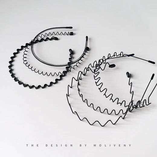 Danqin Men's Hairband Sports Face Washing Headband Boys Pressed Hairpin Hairband Women's Non-Stretching Men's Fixed Hair Bundle 6MM Iron Wave Hairband