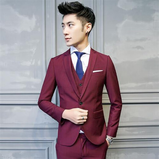 FANQI Teen High School Adult Dress Suit Uniform Boys Suit Suit Men's Five-piece Suit Korean Version Navy Suit + Pants L 95-110 Jin Jin is equal to 0.5 kg