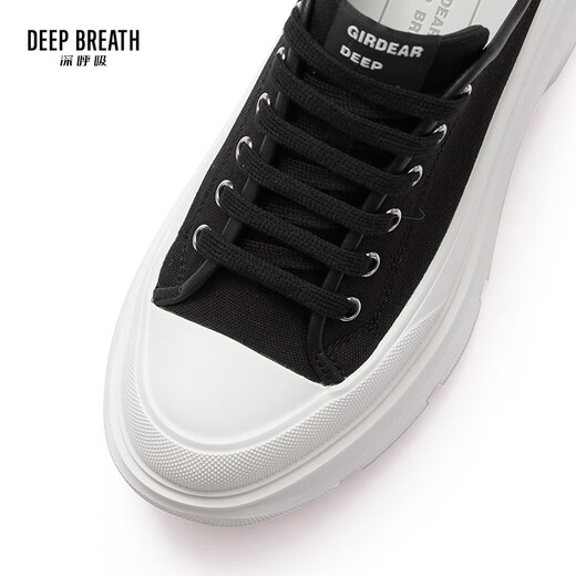 Respiración profunda respiración profunda zapatos para mujeres bolsas de la punta de la punta de la punta de la punta media de los zapatos de lona gruesas de ola mulas ax12250 blancos y negros 38