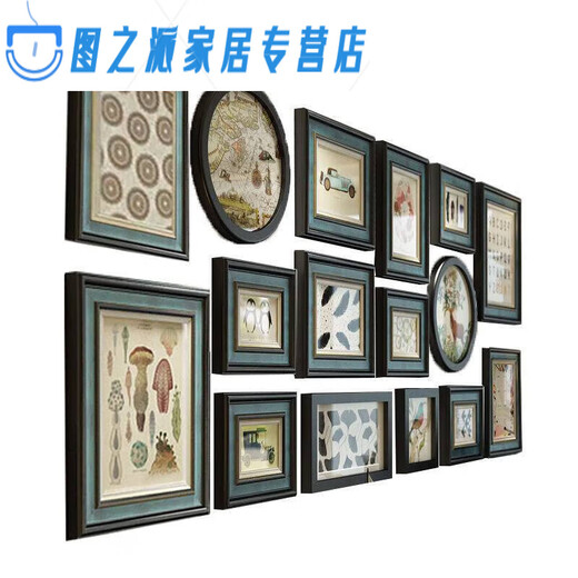 Photo Wall Frame Medro Combinación de la pared Sala de estar Marco de la imagen del marco de fondo retro Juego de colgantes de pared 6868 Área 337x150cm