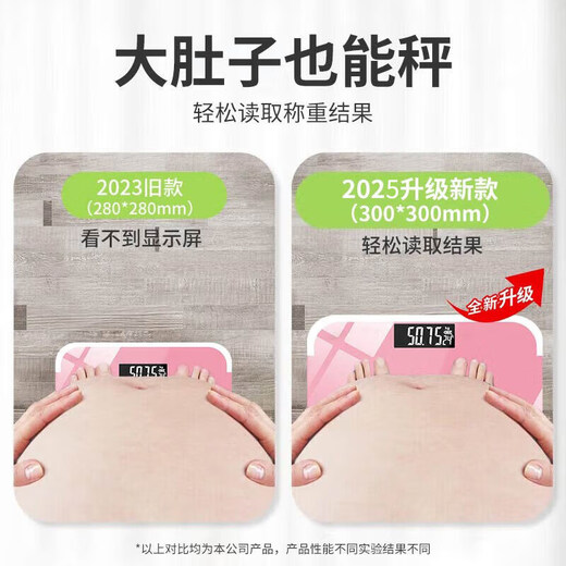 初先 高精度电子秤人体精准称重充电体重秤全包边家庭用减肥专用婴儿宝宝健康秤成人电子秤 【PLUS升级款-加大加厚+精准称重】樱花金