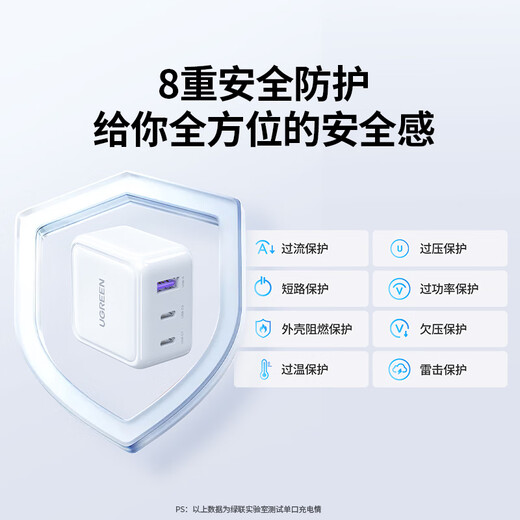绿联氮化镓充电器头三口35W多口快充头适用苹果iPhone16/15ProMax/14/13华为三星手机USB/双Type-C插头