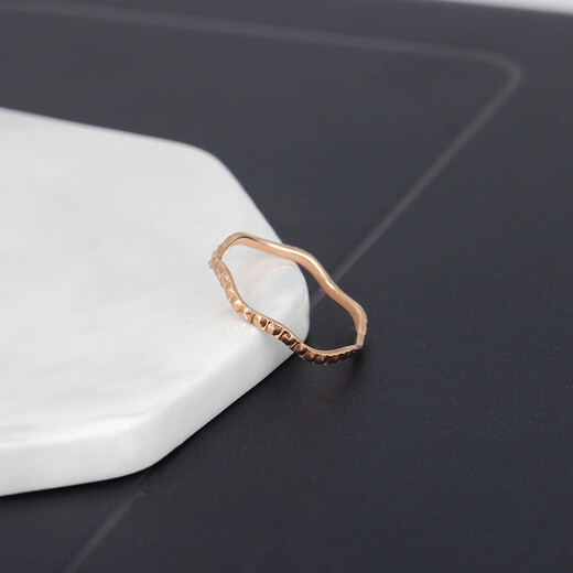 Pulian 18K rose gold baby's breath wavy women's ring tail ring brand platinum gold plain gold fashion reverse diamond 18K gold 16#1.2g