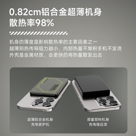 Black Shark is 3C certified and can be used on airplanes. The Blade 2 magnetic wireless power bank supports Apple Magsafe fast charging. The ultra-thin, compact and portable power bank is suitable for iPhone 17.
