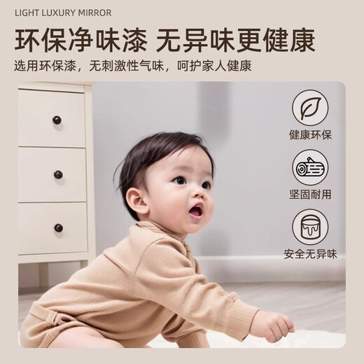 Qiyin Pavilion solid wood mirror full-body mirror floor-standing mirror home girl bedroom dressing mirror clothing store fitting mirror wall big mirror
