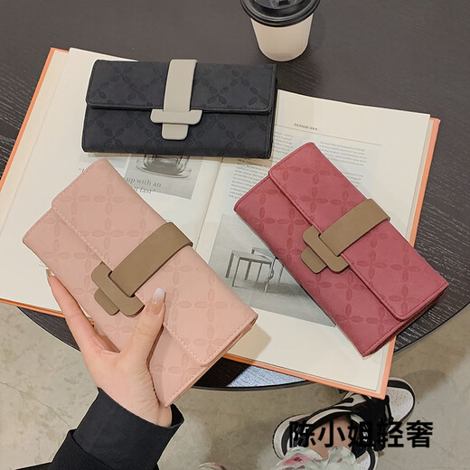 GPHF日本女士钱包女长款新款时尚搭扣手拿包大容量多卡位可放手机手包 粉色