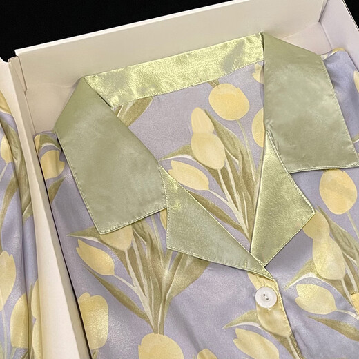 Mu Yilin [6386 personas alabadas] pijamas de tulipán para mujeres en verano delgada seda de seda de manga corta de manga corta para mujeres en verano