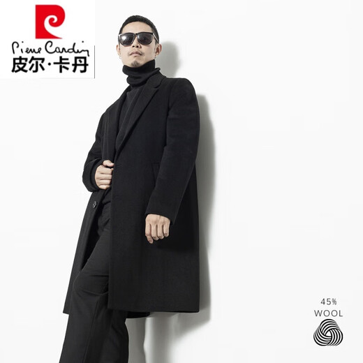 皮尔卡丹冬季商务加厚中长款羊毛风衣外套男胖子肥佬大码呢子大衣加肥加大 灰色 2XL胸围116cm