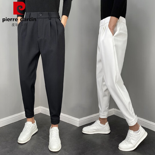 Pierre Cardin (Pierre Cardin) Fußhose Herren Frühling und Sommer Harren Pint Casual Hosen Solid Farbe kleine Füße Lange Hosen Herren trendig vielseitiger Anzug Hosen Schwarz [Version] reguläres (Vatertagsgeschenk) 32