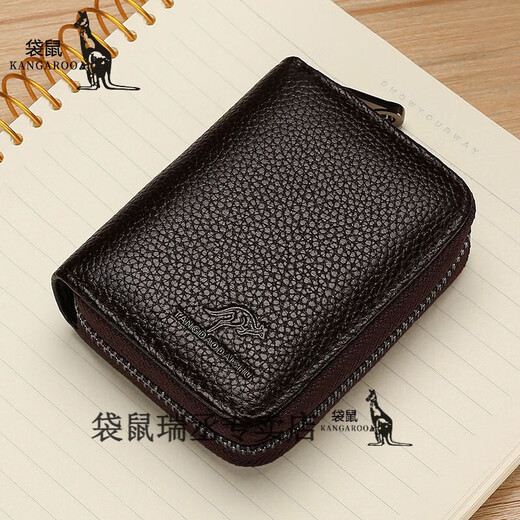 Bolsa de tarjeta de cuero genuina de canguro para los hombres Certificado de tarjeta multi-tarjetas antidemagnetización Anti-thtt Clip Licencia de conducir de gran capacidad Caja de tarjeta de conducir pequeña Integrada Posición de 20 tarjetas JD
