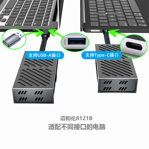 迈和伦8121B雷电3/40GB英特尔7440芯片高速NVMe固态移动硬盘盒USB4/3.2/3.0铝合金CFE-B卡读卡器静音风扇 8146B/雷电3+CFE-B免螺丝新款