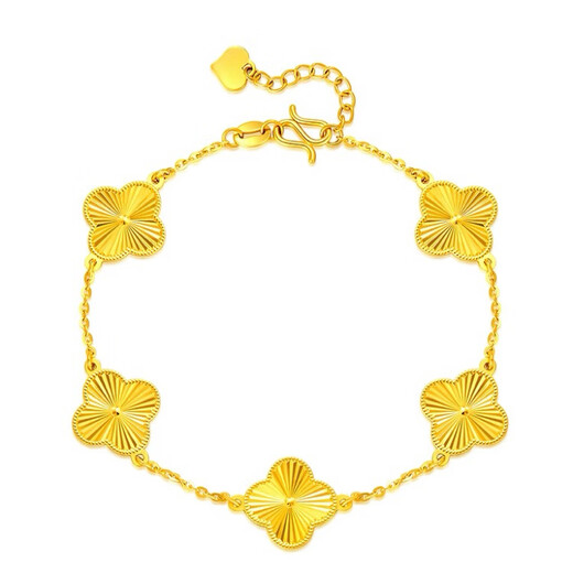 Pu Lian four-leaf clover five-flower bracelet for women gold color non-fading 999 earrings ring Zhoujia counter same style four-leaf clover bracelet