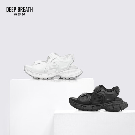 DEEP BREATH深呼吸女鞋休闲魔术贴厚底凉鞋女AX14110 白 37