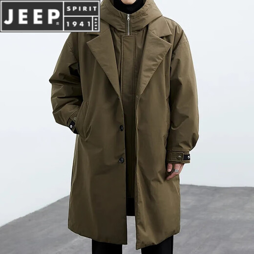 Jeep Spirit2025 Automne Spring New Coat Veste Cotean Jacket Men's Men's Farendy Two-Piece Motaged Mid-Longle Trench Coat Park surmonter les hommes noirs [style] régulier L [suggéré 125-140jin [Jin est égal à 0,5 kg]]]
