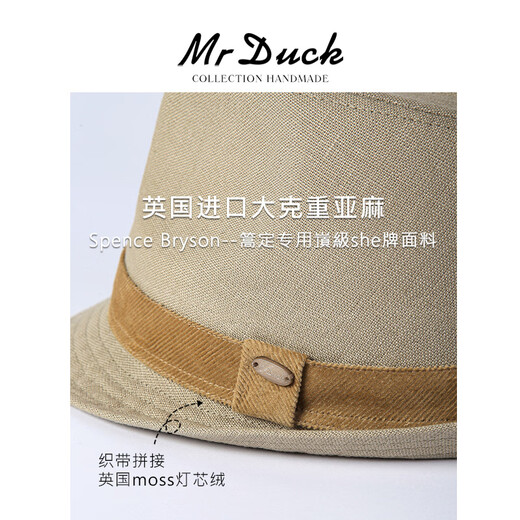 Mr DUCK进口英国Spence Bryson高档礼帽男绅士帽 100%亚麻帽子 2025新款 MS56201-假日橄榄（礼帽） L（57-58cm）