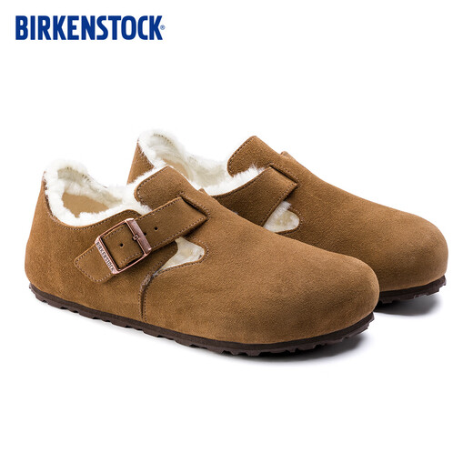 BIRKENSTOCK Germany imported men's and women's suede warm London Shearling fur shoes brown narrow version 1014963 37
