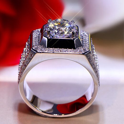 Guanpu Pavilion Fat Donglai same style men's platinum ring diamond ring large carat luxury wedding engagement moissanite loose diamond men's ring 5 carat men's size 15