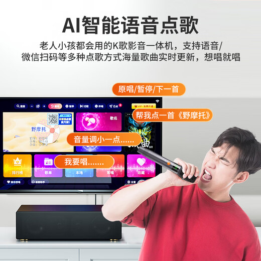 Huabao KTV audio and video all-in-one machine outdoor K song square dance portable network touch screen karaoke machine home karaoke with screen speaker trolley audio video trolley speaker A31 home movie K all in one machine + dual microphones