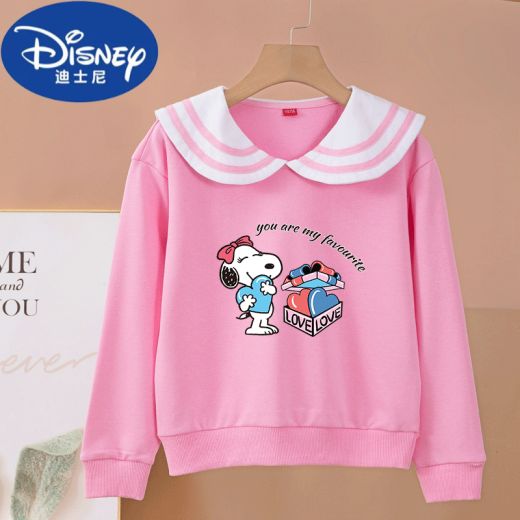 Disney Brand Children's Clothing for Girls and Children's Fashionable Spring 2025 Sweinshirt Swintershirt Spring y Autumn Pure Algody Army Navy Navy Top [Pure Cotton] Collar azul marino-White-S795 140 cm Recomendado 52-62Jin [Jin equivale a 0.5 kg]