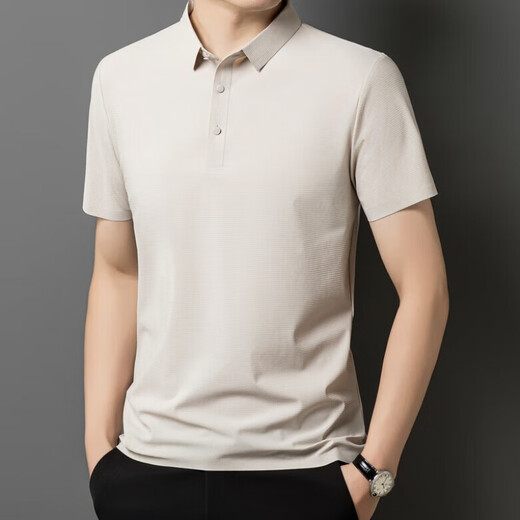 King of King of Trueves endorses summer thin ice silk short-sleeved men's large-size loose POLO shirt cool breathable quick-drying top BYBL-12357 black L
