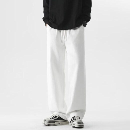 FOG SKY casual pants men spring and summer loose comfortable pendant casual versatile trousers multi-color simple straight work pants men 718-K628 black 3XL (recommended 175-190Jin [Jin equals 0.5 kg])