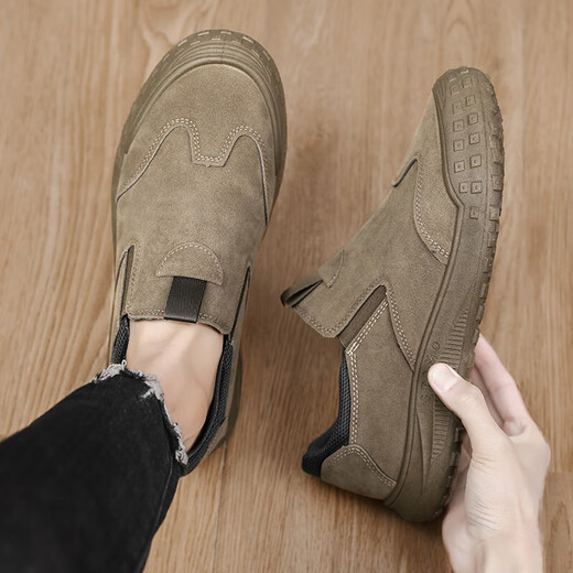 Huilijun 2025 summer footwear men's shoes for work at construction site men's labor insurance sports waterproof non-slip wear-resistant work shoes khaki 42