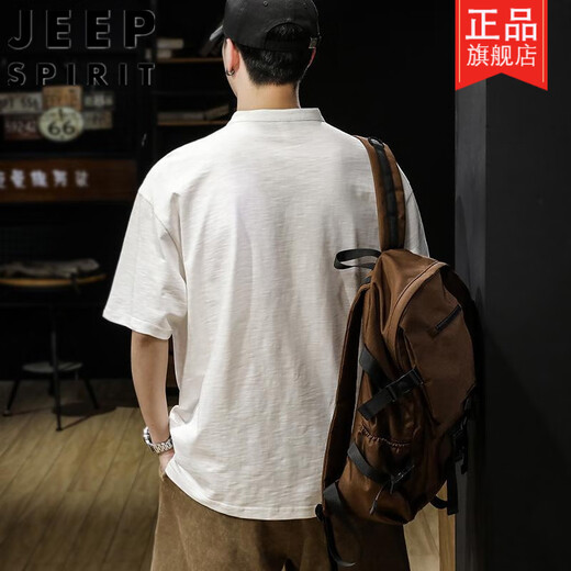 Jeep (Jeep) American Retro Pocket retro Polo Polo Paul Camisa Gran tamaño 300 Jin [Jin equivale a 0.5 kg] Bamboo Articio de algodón Henry Henry Collar Camiseta de trabajo Negro 2xl recomendado 165-200 Jin [Jin equivale a 0.5 kg]