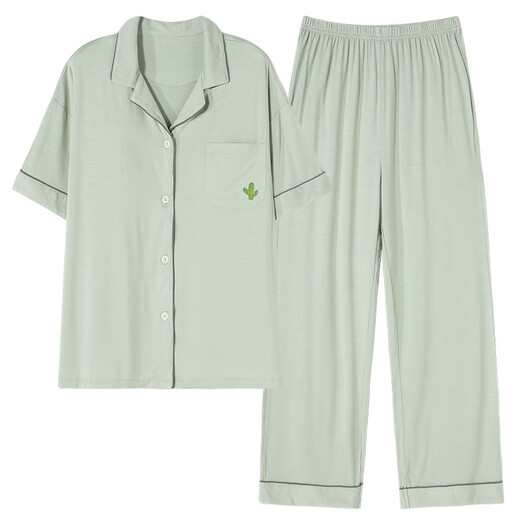Palando pijama con almohadilla de cofre para mujeres para pantalones de manga corta de verano Cardigan modal fresco ropa para el hogar verano 2025 Nuevo modelo x12107# 2xl