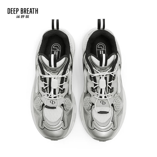 DEEP BREATH深呼吸女鞋轻便运动鞋低帮绑带休闲旅游老爹鞋AX12247 银灰米 35