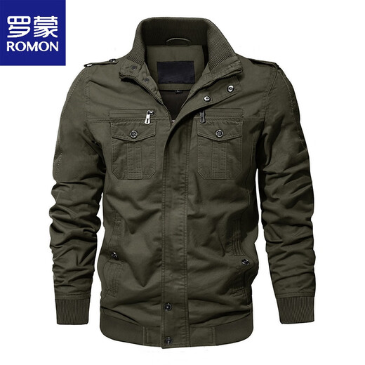Romon Spring y Autumn Work Chaqueta de algodón de algodón Fino American Flying Suit Flying Traje No. 1 Top 9903 Militar Green Fleece M 90-115Jin [Jin equivale a 0.5 kg] recomendado