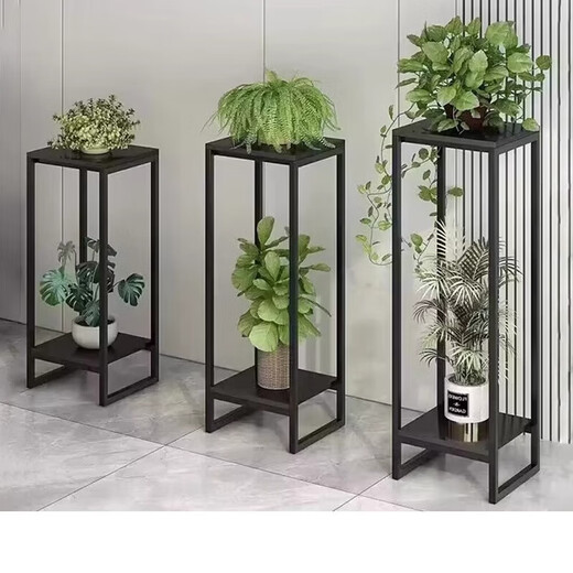 Sala de estar de estante de flores Sala de estar cubierta de hierro hecho de hierro hecho de hierro cubierto de planta de planta de planta de hiedera simple soporte de maceta de flores decorativas de mármol + estante negro 30x60