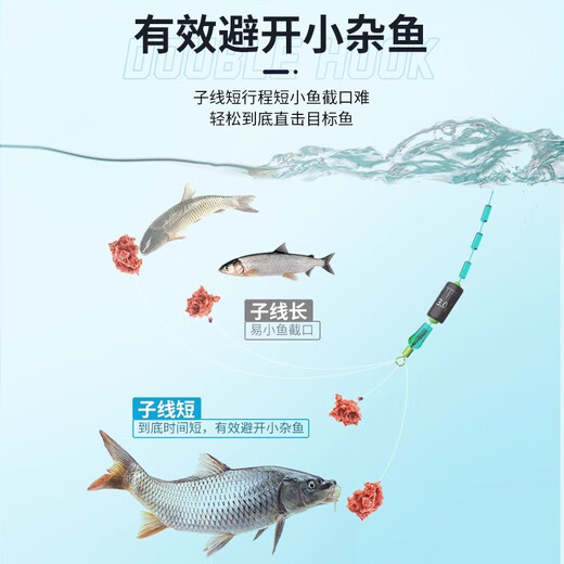 Liu Zhiqiang pulls short double hooks for wild fishing, finished product, tied with sleeve hooks, imported anti-winding ultra-sensitive fishing equipment, gold sleeves with thorns, 28cm (hook 4 lines 0.8)