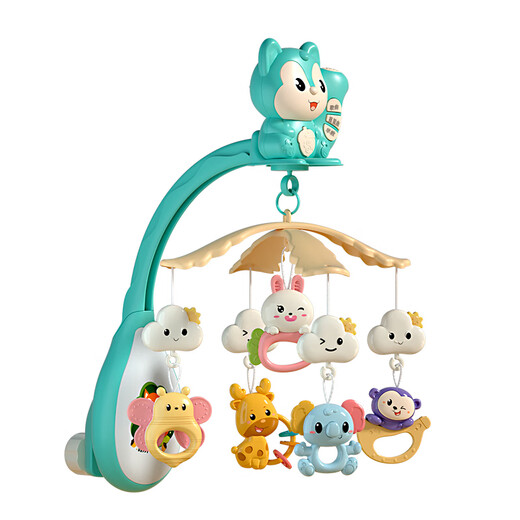Inkxi Bed Bell Baby Cylinder Rotating Newborn Crib Bed Head Ringing Cart Hanging Parts Baby Soothing Bed Hanging Parts Toys Cabri Blue [Projection + Anti-Strid + 689 Contents A