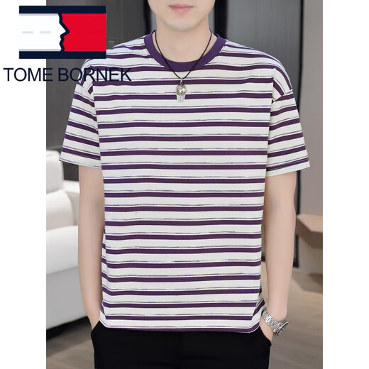 Tommy Hee Kelly Tommy's Men's с коротким рукавом-футболкой летняя модная брендская полоса тяжелая футболка с тяжелой круглой шеей повседневной универсальной одежды Мужчины 9906 Khaki 2xl