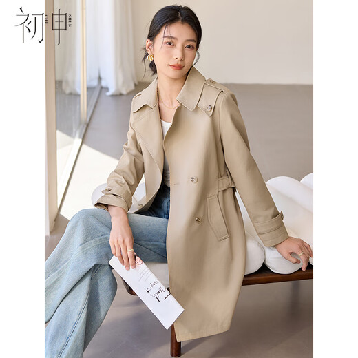 初申风衣女优雅法式中长款气质大翻领腰带显瘦通勤休闲外套S51D050