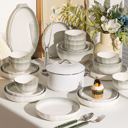 Power law underglaze color simple style bowls, plates, tableware, household tableware, complete set of bowls, dishes, dishes, chopsticks set, housewarming gift, soup bowl gift box, 6-person meal, 26-piece set