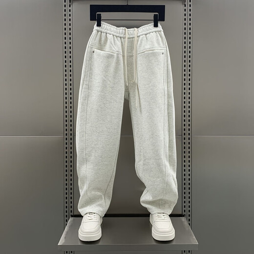 Kuraishi Kazuki autumn and winter 2025 new straight-leg sweatpants men's trendy brand loose and handsome versatile solid color casual plus velvet sports trousers Khaki Green XL (130-150Jin Jin is equal to 0.5kg)