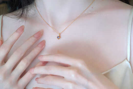 Shi Niao 24th New Gentle and Smart Quadrilateral Sapphire Necklace Tanzanite (Ready Stock)