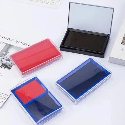印台红色 印泥印章 办公用品 快干大号大财务专用加墨办公用品 9863lan色圆印台 2个装(赠印油2瓶)