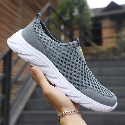 Cartelo-Herrenschuhe für Männer Sommer dünne atmungsaktive Netzschuhe Leichte Sohle lässige Schuhe Großgröße Ultra-Licht-Laufschuhe 47 Sportschuhe JJ838 Schwarz und Weiß 47
