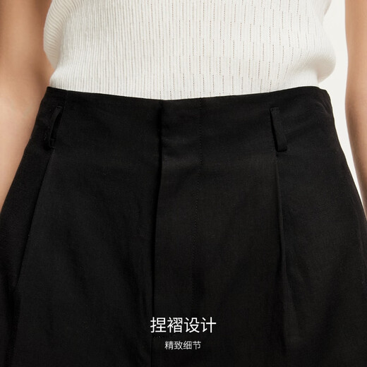 VEROMODA Shorts Women's 2025 Autumn and Winter New Solid Color Pinch High Waist Slim Casual Shorts Versatile Commuting Black XL