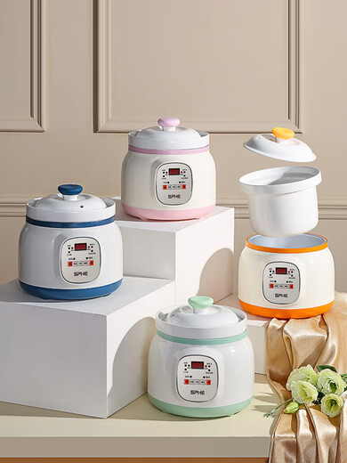 SPHE Genuine Subo Ceramic Electric Stew Pot for Porridge and Porridge Household Large Capacity Fully Automatic Soup Stew Pot Electric Stew Cup 1.8L Light Green Smart Reservation Model